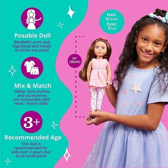 14" Posable Fashion Doll For  Girls Battat Bluebell - Picture 4 of 5